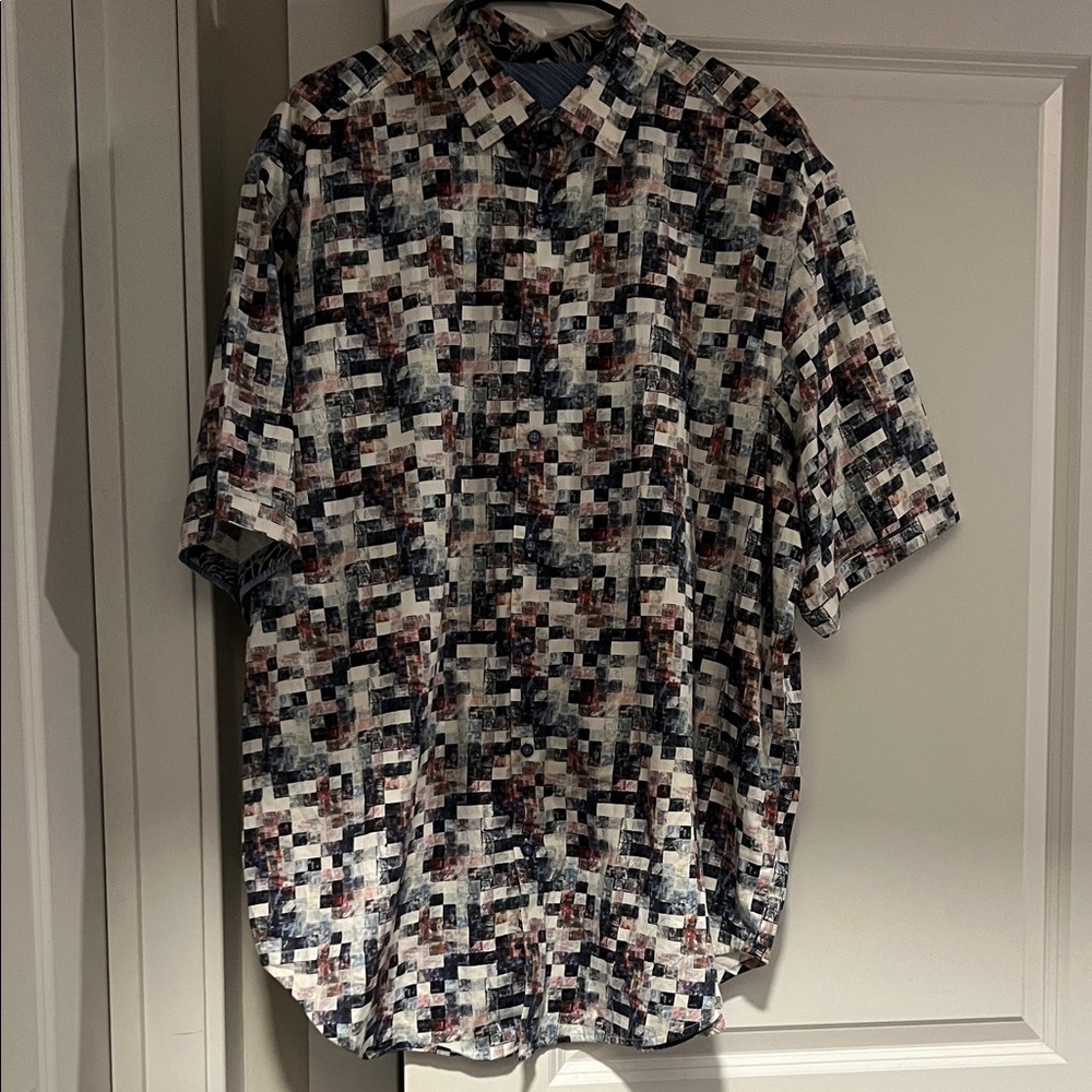 Robert Graham Mosaic Pattern Shirt - Blue, Red, White